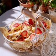 thumbnail image 2 of Wedding Flower Girl Baskets Small Rustic Flower Basket Wedding Metal Basket with Handle Tiny Petal Basket for Flower Girl Kid Wedding Home Decor, 7.09 x 4.72 x 4.92 Inch, 2 of 9