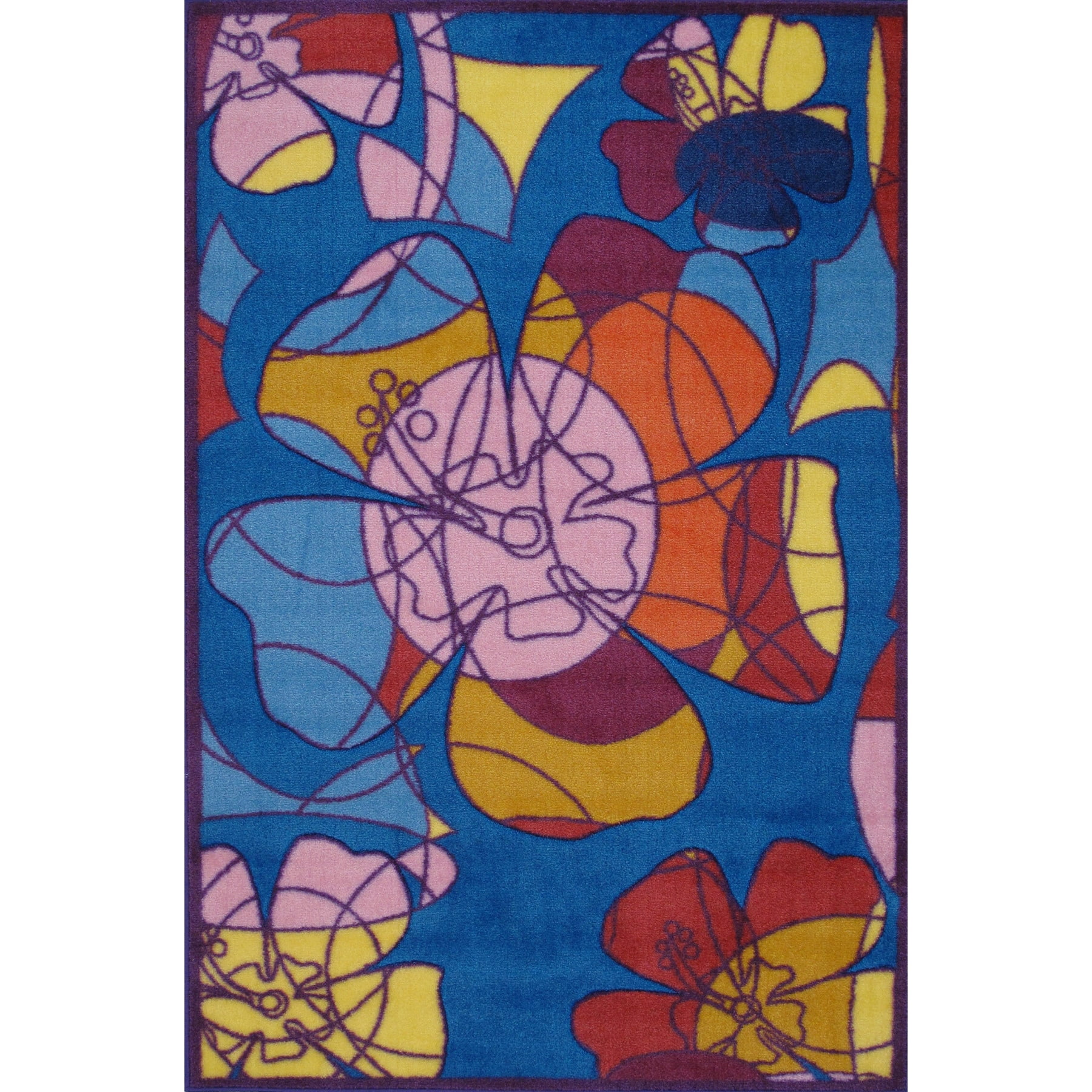 LA Rug Retro Multicolored Accent Rug 3'3" x 4'8"