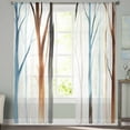 thumbnail image 2 of Tree Branches Semi Sheer Curtains 108 Inch Length 2 Panels Set, Gradual Blue Brown Abstract Forest Plant Sheer Kitchen Curtain Privacy Voile Window Curtain for Living Room Bedroom Rod Pocket Drapes, 2 of 7