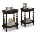 thumbnail image 1 of Gymax 2 PCS 2-Tier End Table Oval Compact Sofa Side Nightstand w/ Storage Shelf, 1 of 10
