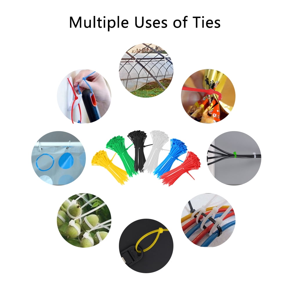 1000Pcs Zip Wire Ties, Colorful 4 Inch Cable Zip Ties with Cable Mounts, Nylon Zip Cable Ties Self-Locking Tie Wraps Perfect for Home Garden Garage Workshop
