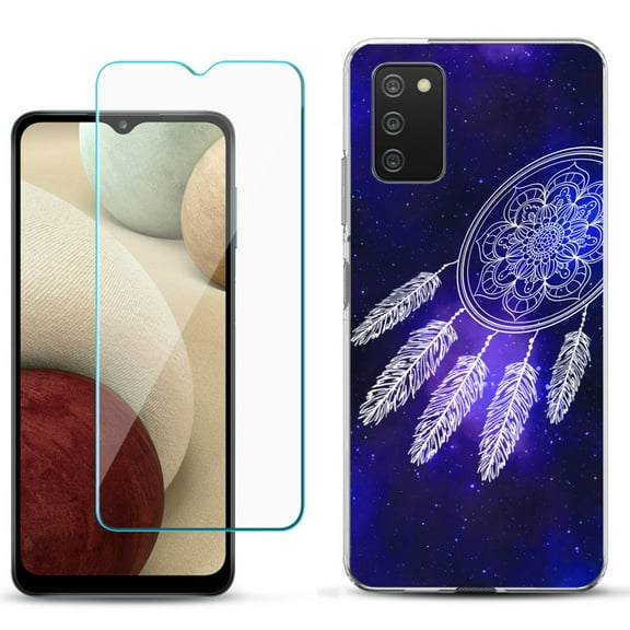 Slim-Fit TPU Phone Case Compatible with Samsung Galaxy A02s, with Tempered Glass Screen Protector, by OneToughShield ® - Dream Catcher