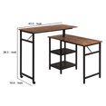 thumbnail image 5 of Rotatable Computer Desk with 2 Tier Shelves and Casters, Brown and Black- Saltoro Sherpi, 5 of 5