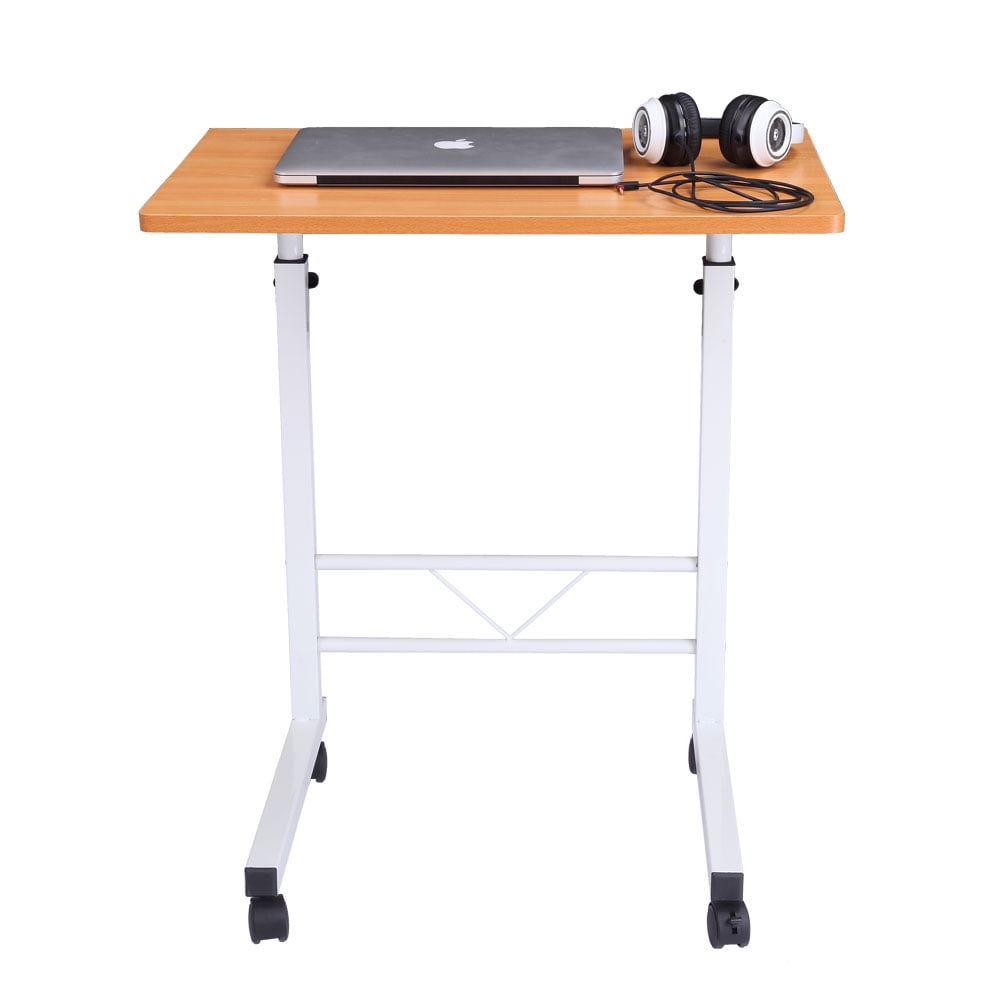 Small Table with Wheels, 360 Degree Rotation Laptop Stand for Desk, Adjustable Rustproof Computer Cart, Sturdy Notebook Desk Table Stand for Drawing, Writing, Drafting, or Doing Homework, Q1752