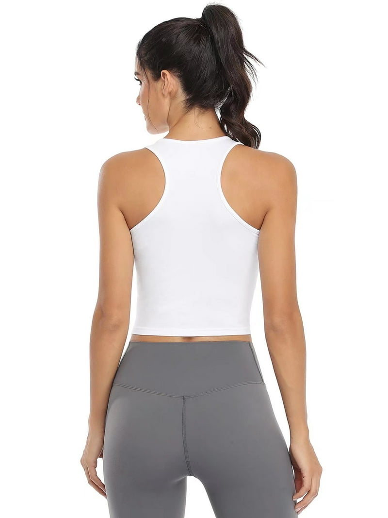 CADMUS Women’s Workout Crop Tops – 3-Piece Set, Racerback, Dry Fit, Light Pink, Purple, Green, Small