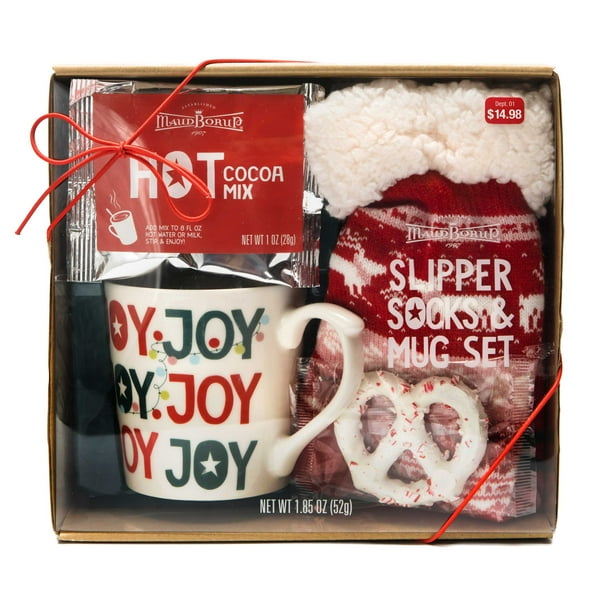 Maud Borup Slipper Socks & Mug Set with Hot Cocoa and Candy Cane