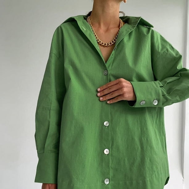 Pijamas de manga larga de verano europeos y americanos de algodón y lino para mujer, ropa de hogar holgada de moda, conjunto de dos piezas