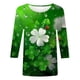 thumbnail image 4 of RKSTN 3/4 Length Sleeve Womens Tops Oversized Crewneck St Patricks Day Lucky Shamrocks Graphic Print T Shirt Womens Casual Plus Size Round Neck Loose Irish Festivities Three Quarter Sleeve Shirt, 4 of 6