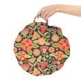 thumbnail image 2 of Floral Round Floor Cushion with Handle, Polish Folk Art Style Rhythmic Colorful Flowers, Decorative Pillow for Living Room & Dorms, 18" Round, Burnt Sienna Multicolor, by Ambesonne, 2 of 4