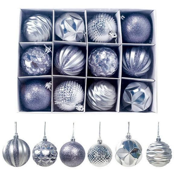 24ct Large Christmas Balls Ornaments,60mm/2.36 in Shatterproof Plastic Decorative Xmas Tree Ornaments, Assorted Christmas Ball Ornaments for Wedding Mothers Day Party Decorations (Silver)