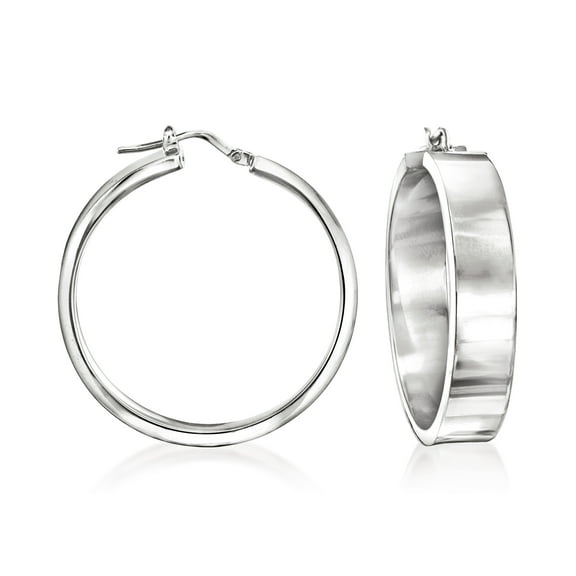Ross-Simons Italian Sterling Silver Flat Hoop Earrings, Women's, Adult