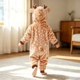 thumbnail image 2 of JIAYUE Baby Christmas Romper Winter Warm Fleece Long Sleeve Full Zipper Reindeer Hooded Jumpsuit for Casual Daily Wear, 2 of 5