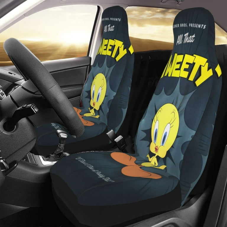2PCS Tweety Bird Seat Cover for Women Men Washable Soft Thin Driver Seat Protector for Auto SUV Truck Auto Accessories
