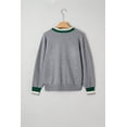 thumbnail image 6 of Women's Gray V-Neck Varsity Sweater with Striped Trim – Casual Daily Wear | XL, 6 of 11