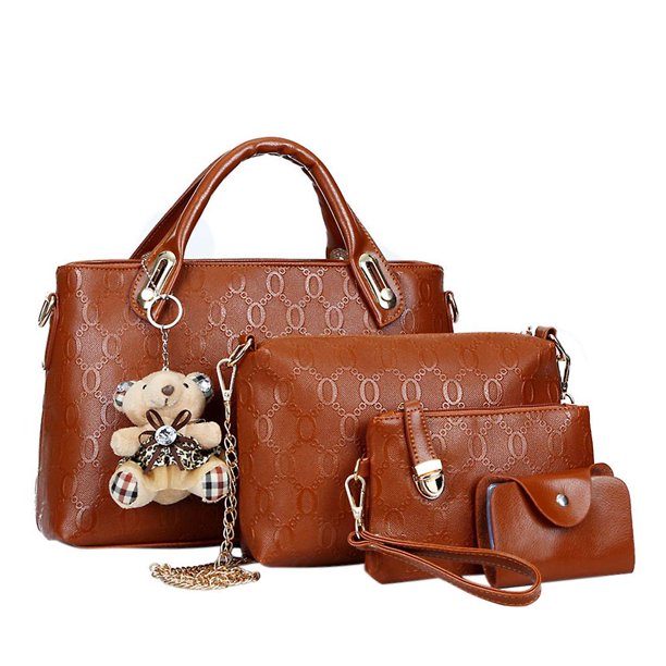 4 unids/set bolso de mano de cuero para mujer bolsos de hombro bolso de mano Satchelmessenger