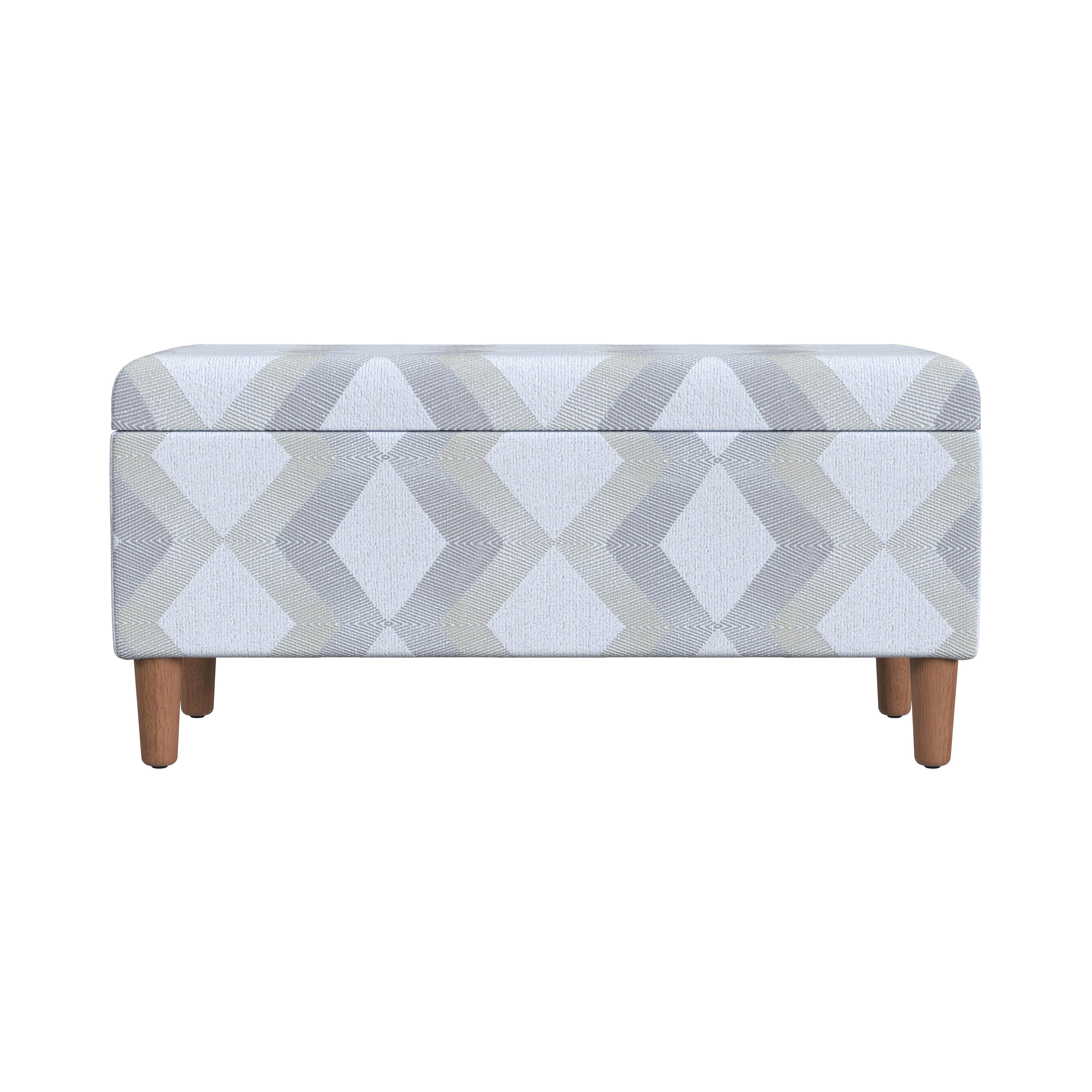 HomePop Malmo Storage Bench, 36"W x 16"D x 17.5"H, Natural Woven Geo Pattern