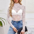 thumbnail image 6 of Scyoekwg Women Blouses Crew Neck Mesh Slim Tops Solid Color Trendy Fall Tops Loose Long Sleeve T Shirts Lightweight Pullover (White,L), 6 of 8