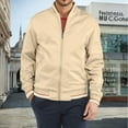 thumbnail image 2 of WTOBBY Men's Premium Cotton Baseball Jacket, Vintage Stand Collar Flight Bomber with Color Block Design, Relaxed Fit Retro Outerwear,Khaki 2XL, 2 of 4