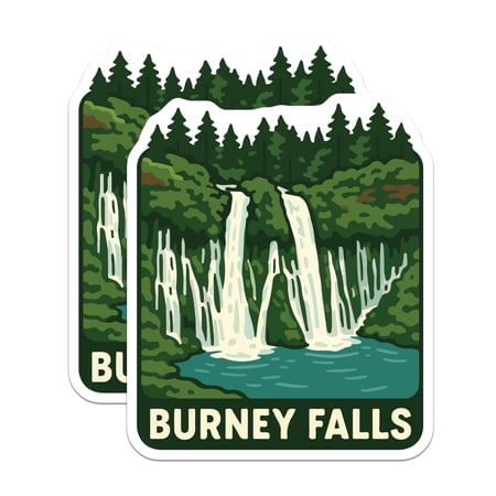 (2 Pack) Burney Falls Magnets - California Scenic Waterfall - Lush Forest Landscape - Outdoor Nature Adventure Souvenir Art - 5 Inches On Longest Side - Thick Durable Magnet - Made in USA - MAG19500