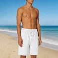 thumbnail image 2 of lcziwo Men Solid Color Shorts Relaxed Fit Summer Drawstring Beach Shorts with Pockets Hiking Fishing Outdoor Elastic Waist Shorts White S, 2 of 10
