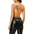 thumbnail image 4 of INSPIRE CHIC Women's Sleeveless Top U Neck Party Clubwear Holographic Shiny Metallic Crop Top M Rose Gold, 4 of 7