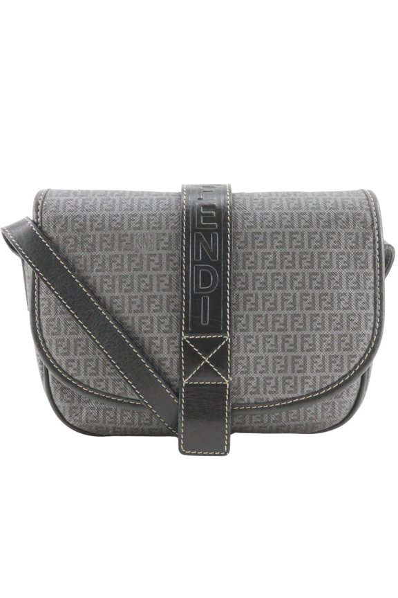 Pre-Owned Fendi Zucchino Shoulder Bag, Pouch, Gray, PVC, Magnetic closure, Women's
