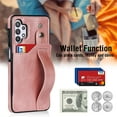 thumbnail image 3 of Dteck for Samsung Galaxy A32 5G Slim Case, Shockproof Premium PU Leather Soft TPU Business Cover with Wrist Strap Kickstand Flip Stand Protection Case, rosegold, 3 of 7