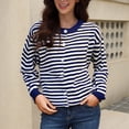 thumbnail image 2 of Arlun Striped Cardigan Sweaters for Women Trendy Lightweight Button up Knitting Sweater Coats Long Sleeve Loose Soft Comfort Outerwear Fall Winter Thin Clothes Blue One Size, 2 of 3
