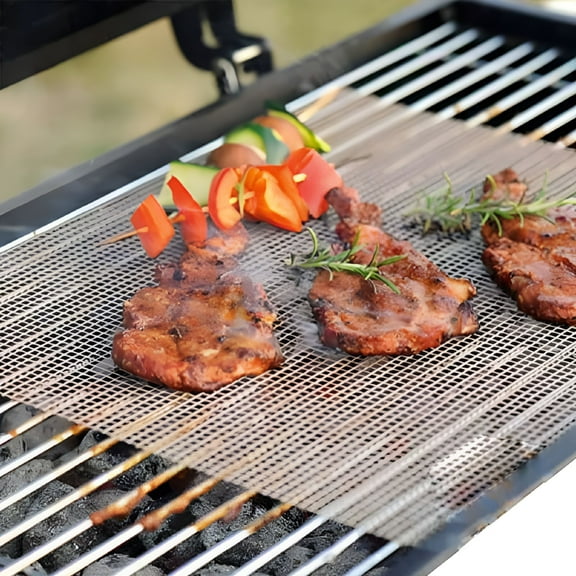 ACDANC Square BBQ Mesh Grill Mat Non-Stick Barbecue Grill Sheet Liners Grilling Mats for Outdoor Grill Sheets Reusable Easy to Clean-Works on Electric Grill,Gas,Charcoal 15.75x11.81inch
