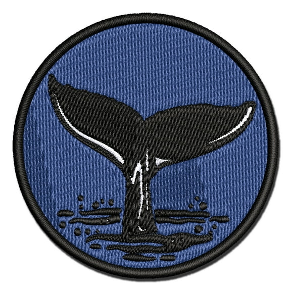 Whale Tail Applique Multi-Color Embroidered Iron-On Patch - 2.5 Inch Small