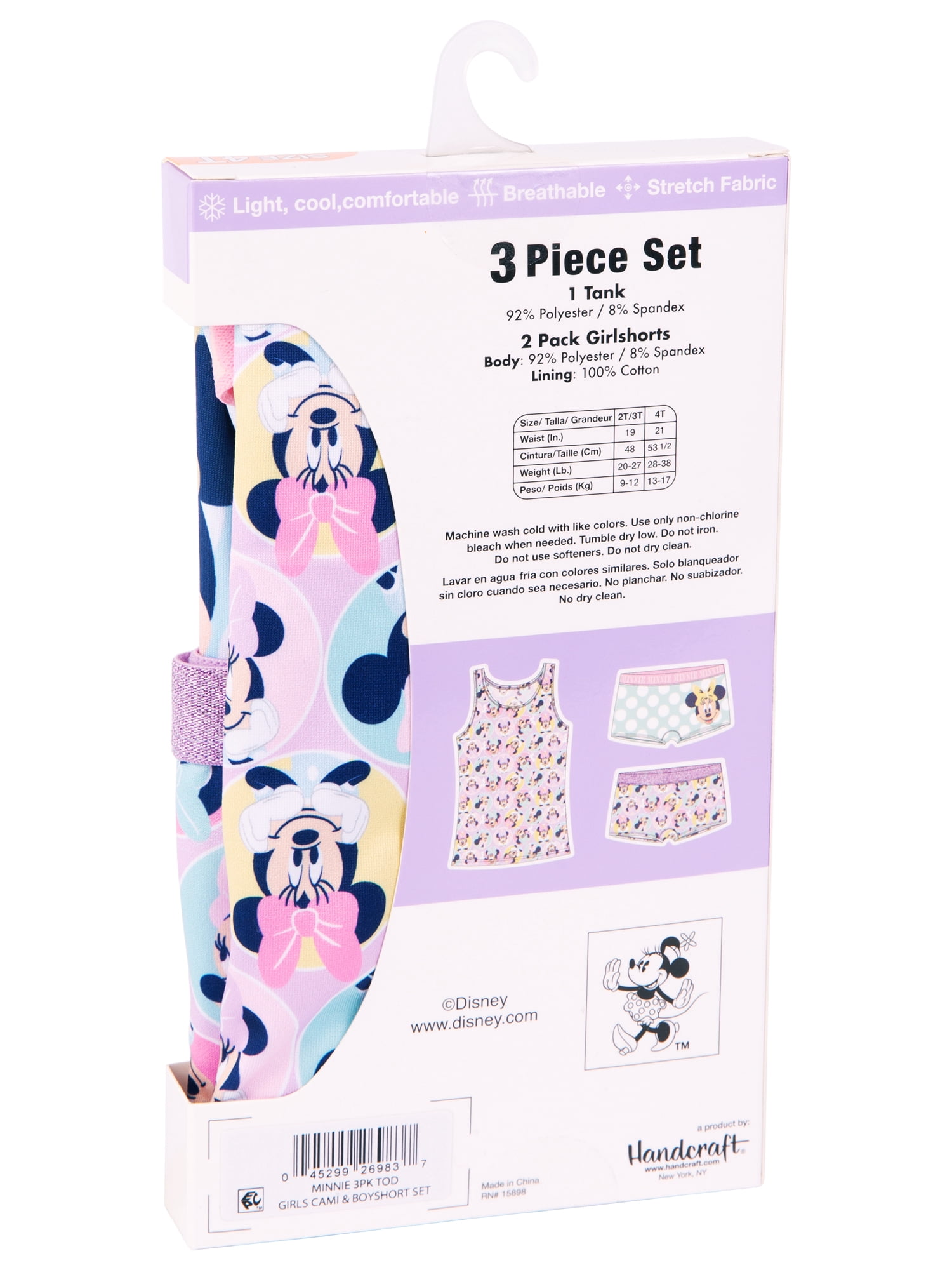 Character Toddler Girl Tank Top and Boyshorts Set, 3-Piece, Sizes 2T-4T