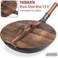 thumbnail image 5 of YOSUKATA Cast Iron Wok Cover - Premium Wok Cover 13.5" Pan Lid - Wooden Lid 13.5 in with Ergonomic Handle - Condensate-Free Lid, 5 of 8
