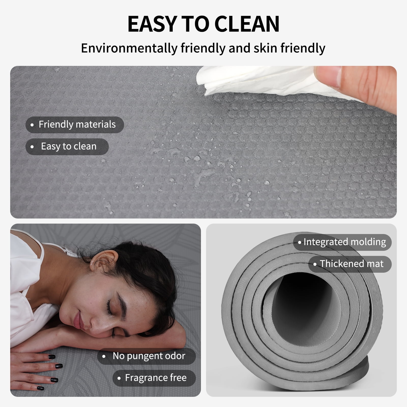 4W Wide Yoga Mat, Extra Large 35" x 72" Pilates Matt, 10mm Thick Non Slip Mat, TPE Tear-Resistant Exercise Mats for Home Workouts (Grey)