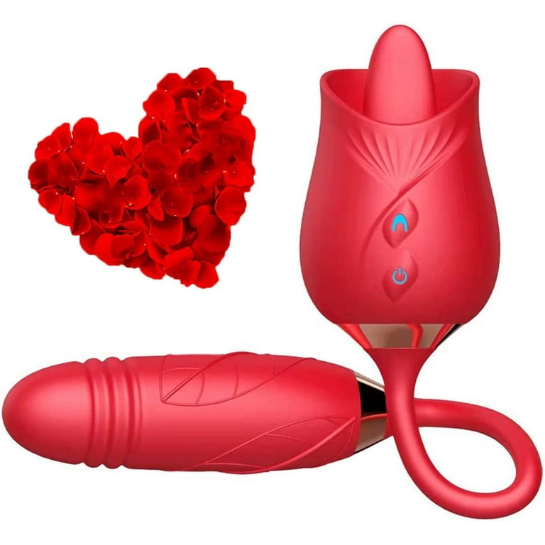2 in 1 Rose Toy Vibrato with Thrusting Vibrating Egg for Women