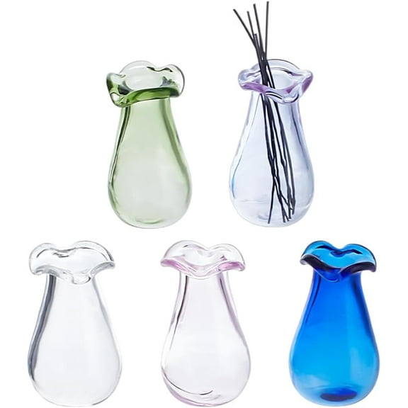 5Pcs Mini Flower Vase 1" Miniature Bud Vases Cat Whisker Vase