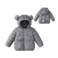 thumbnail image 3 of YOUYEDIAN Kids Hooded Puffer Jacket Winter Zipper Quilted Padded Down Jacket Warm Windbreaker Long Sleeve Coat, 3 of 5