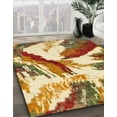 thumbnail image 2 of Ahgly Company Indoor Round Abstract Yellow Abstract Area Rugs, 3' Round, 2 of 6