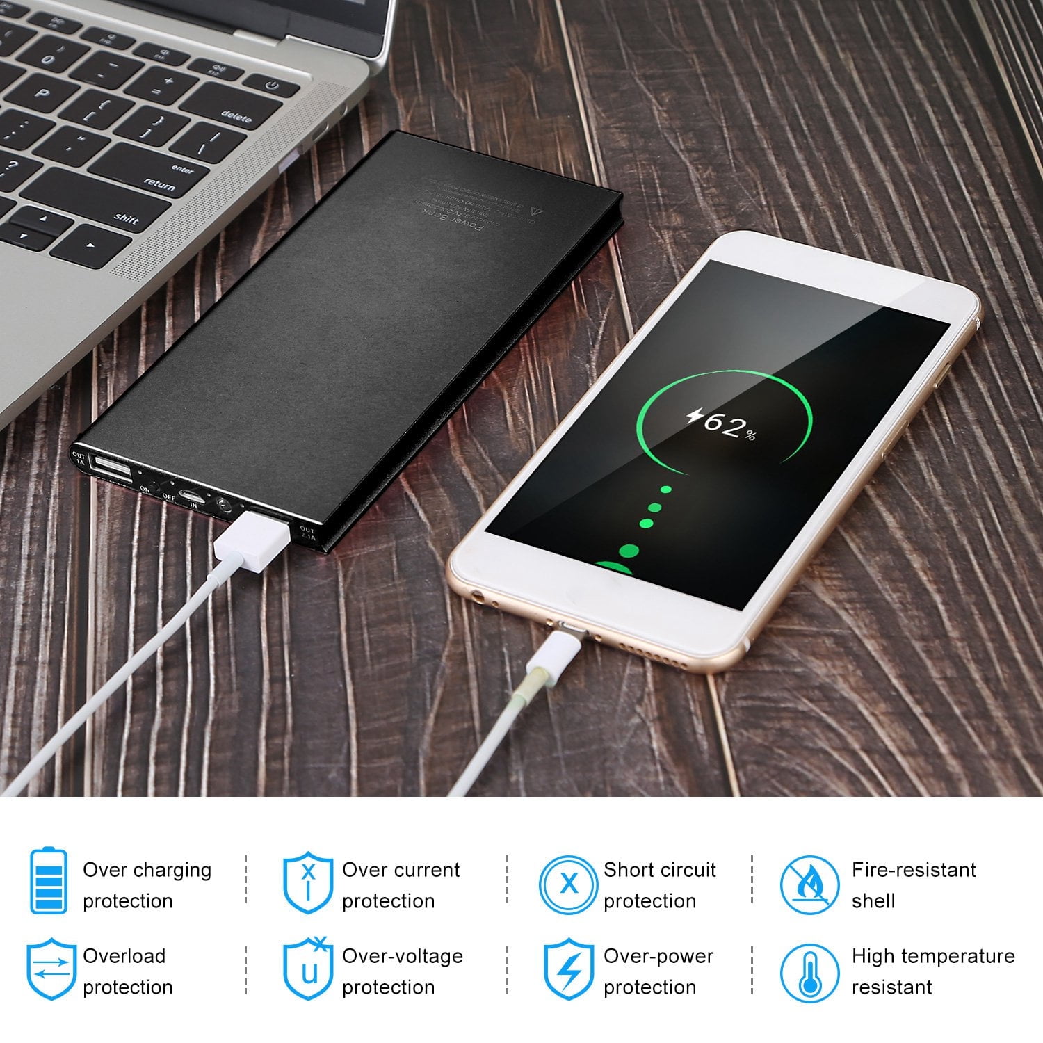 TeqHome 20000mAh Power Bank for Heated Vest Portable Charger 5V 2.1A Dual USB Ports Battery Pack for Heated Blanket Clothing Pink