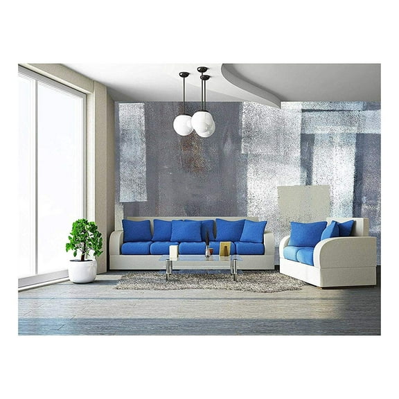wall26 - Grey and Green Abstract Art Painting - Removable Wall Mural | Self-Adhesive Large Wallpaper - 100x144 inches
