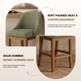 thumbnail image 5 of Set of 2 Chenille Upholstered Bar Stools in Neutral Green 26 Inch Counter Height Chairs with Solid Wood Legs, 5 of 9