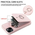thumbnail image 5 of Accordion Wallet Case for iPhone 14 Plus with Rotatable Ring Holder Kickstand, RFID Blocking Card Slots Finger Grip Ring PU Leather Shockproof Purse Cover for iPhone 14 Plus, Pink, 5 of 7