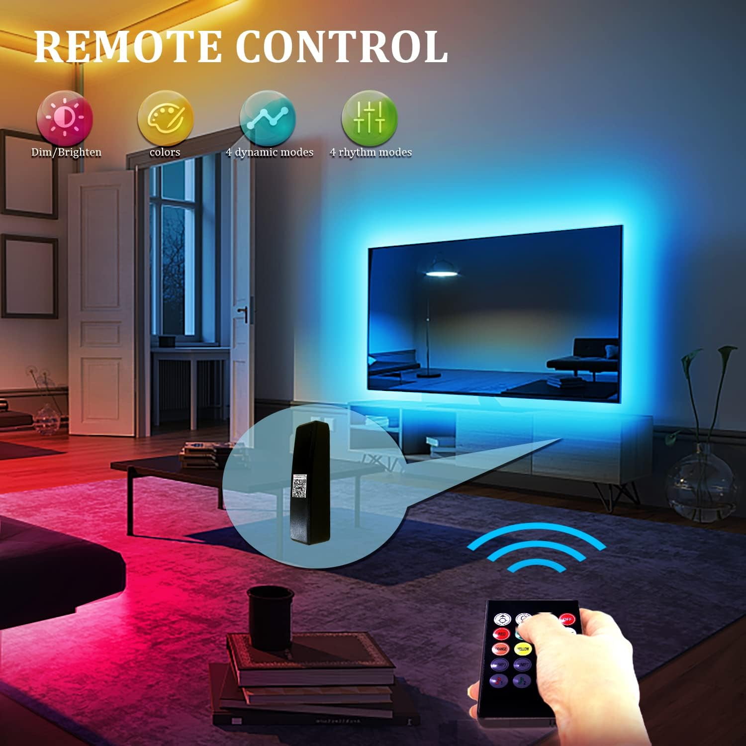 DAYBETTER 100ft LED Strip Lights,2 Rolls of 50ft Music Sync RGB Color Changing Strip Lights with IR Remote for Bedroom Decoration