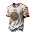 thumbnail image 2 of Mexico 2026 Soccer Cup Fan Jersey for Men, V-Neck Short Sleeve T-Shirt with Eagle & Vintage Totem Print, Breathable Casual Sports Tee Pullover Top, 1 PC Gray S, 2 of 4