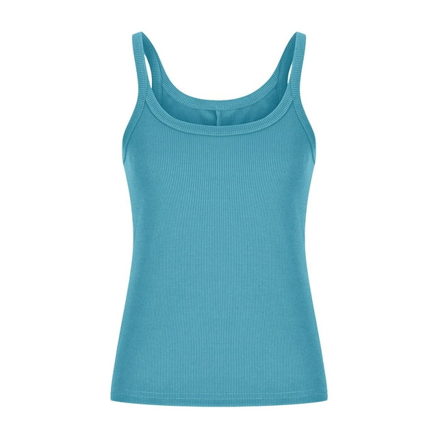 Yuyuzo Plus Size Tank Tops for Women Ribbed Knit Sleeveless Crop Tops Round Neck Slim Fitted Soft Base Layer Camis Tees