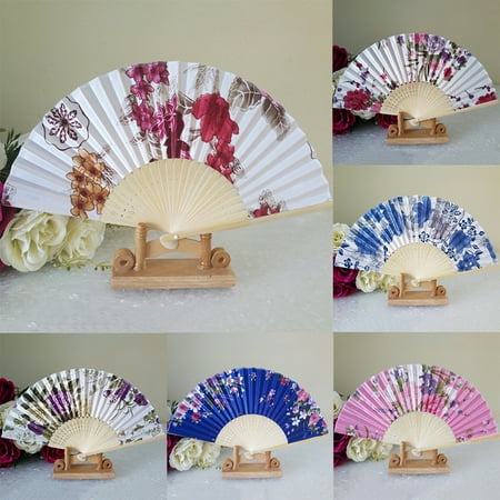 

SPRING PARK Fan Floral Butterfly Satin Asian Chinese Dance Handheld Folding Wall Decoration