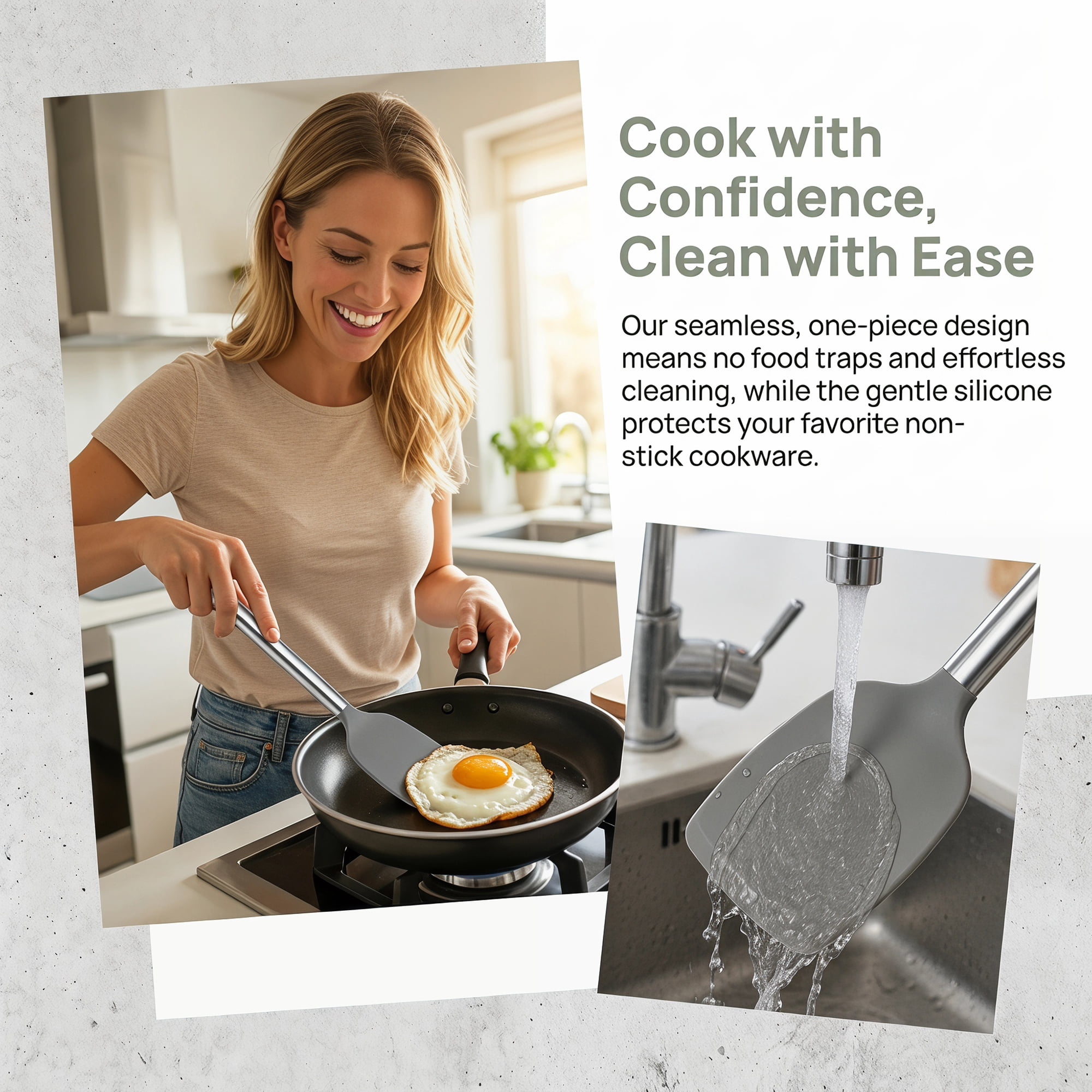 Unique Bargains Silicone Spatula Set, Kitchen Utensils with Rubber Tips Gray 13.4x3 in