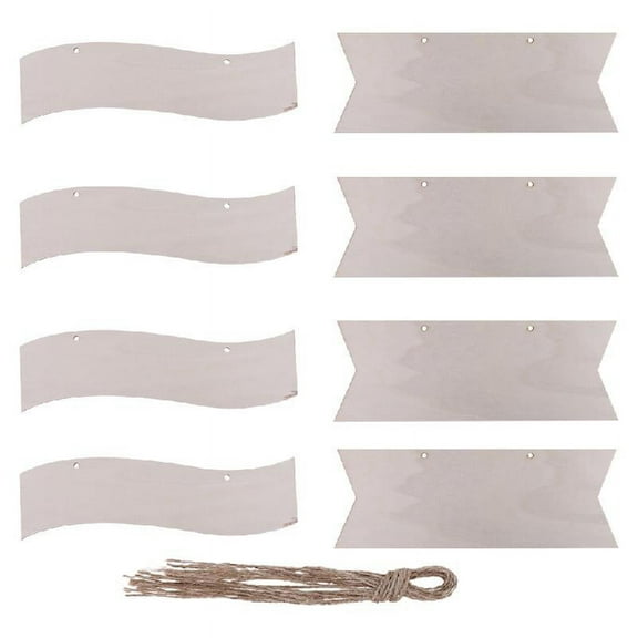 ZPAQI 8 Pcs Arrow   Wavy Shape Wooden Blanks Hanging Tag Sign Unfinished Slices Chips