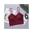 thumbnail image 2 of Women Lace Sexy Lingerie V-Neck Crochet Bralette Bra Floral Padded Tank Underwear With Suspenders, 2 of 3