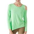 thumbnail image 1 of Timegard Workout Tops for Women Round Neck Cold Shoulder Long Sleeve Protection Running Outdoor Gym Top, 1 of 4