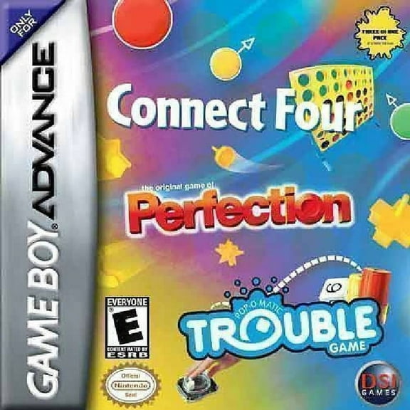 Restored Trouble, Connect Four & Perfection (Nintendo GameBoy Advance, 2005) Board Games (Refurbished)
